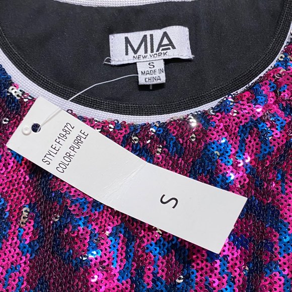 MIA NEW YORK Leopard Print Pink/Purple Sequin Dress Small NWT - Picture 3 of 4